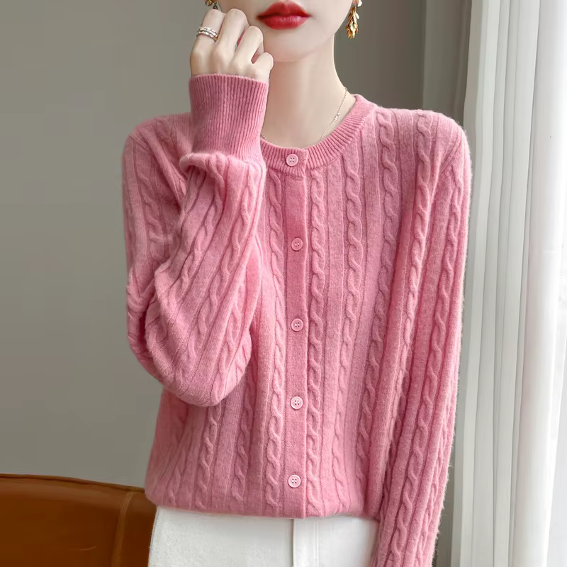 Cardigan en maille à col rond pour femme
