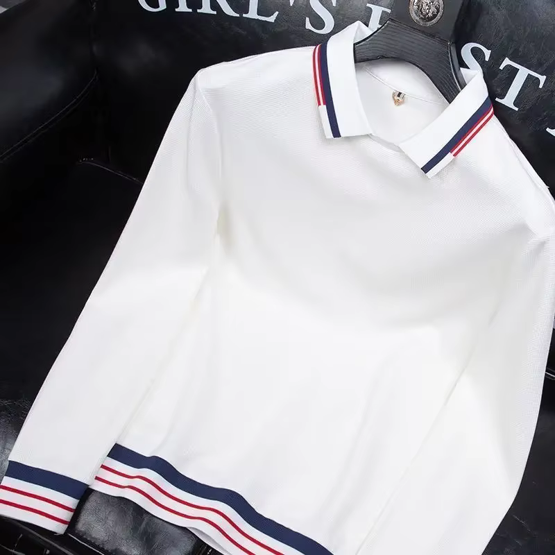 Sweat-shirt Slim Fit à Manches sulfpour Homme, Pull Moulant, Streetwear, Blanc, Polyester, Marque de Créateur, Polo, T-shirt, Taille S