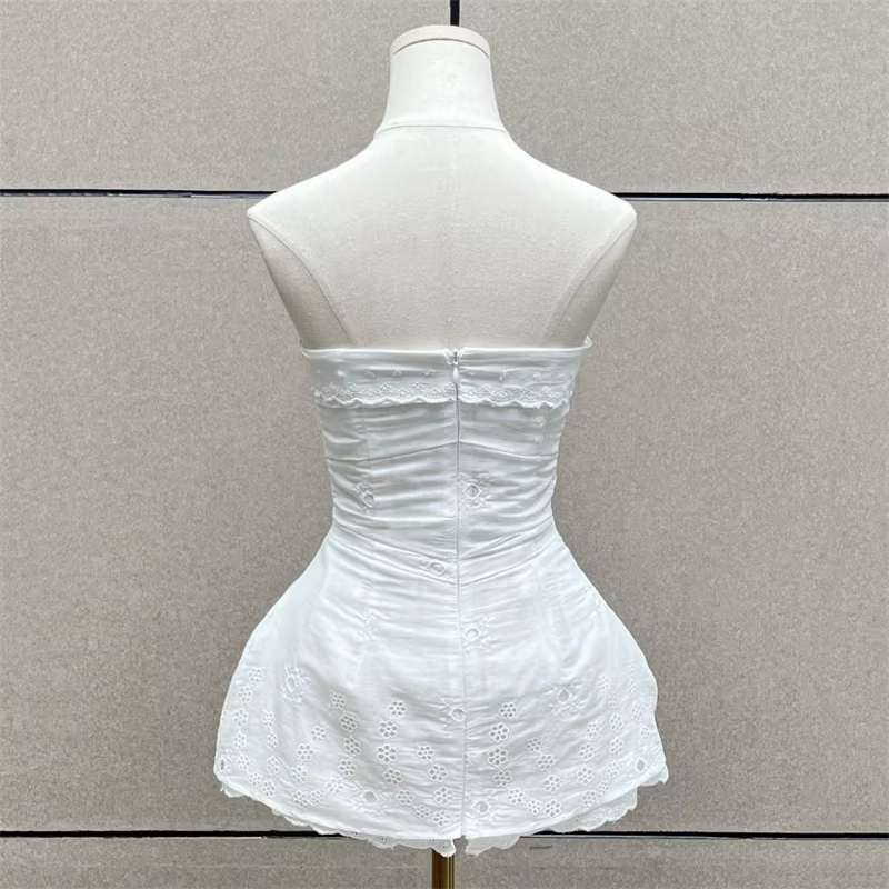 Débardeur femme Nouveau haut sans manches brodé de fleurs pour l'été 2026 Corset sexy dos nu