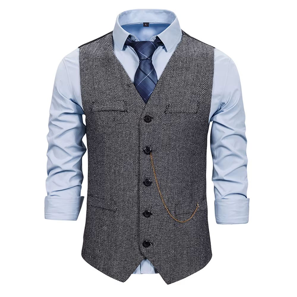 Hommes costume gilet chaîne gilet affaires mariage col en V décontracté hommes robe mâle Blazer gilets formel fête mode gilet V14