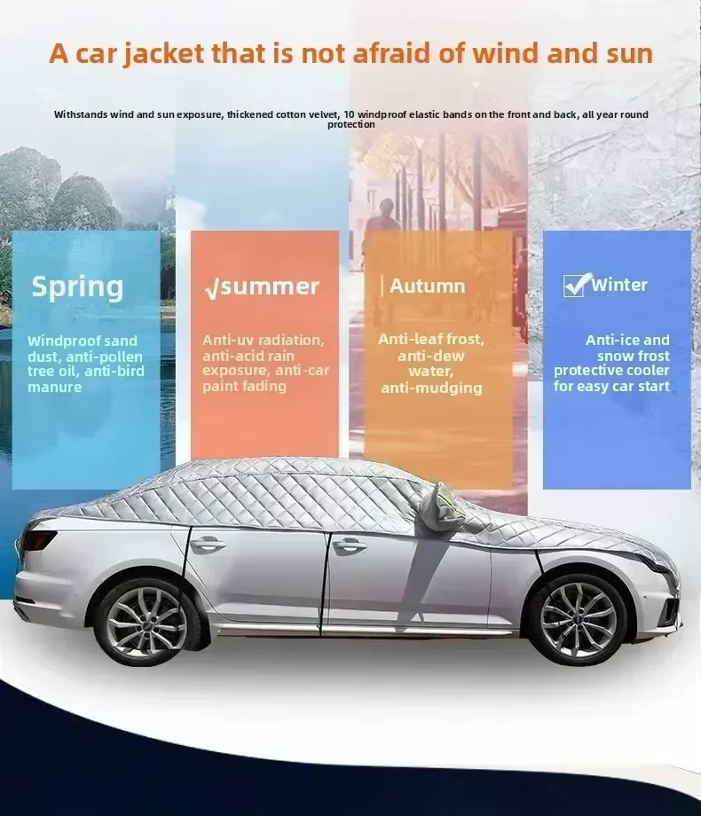 Housse de protection universelle en coton pour voiture, anti-grêle, imperméable, anti-soleil et anti-UV, adaptée à diverses conditions météorologiques difficiles