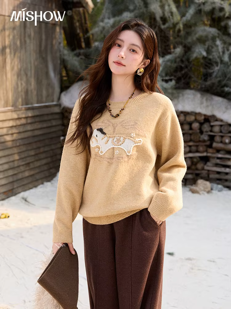 MISHOW pull Jacquard brodé à la main pour les femmes en automne hiver 2025