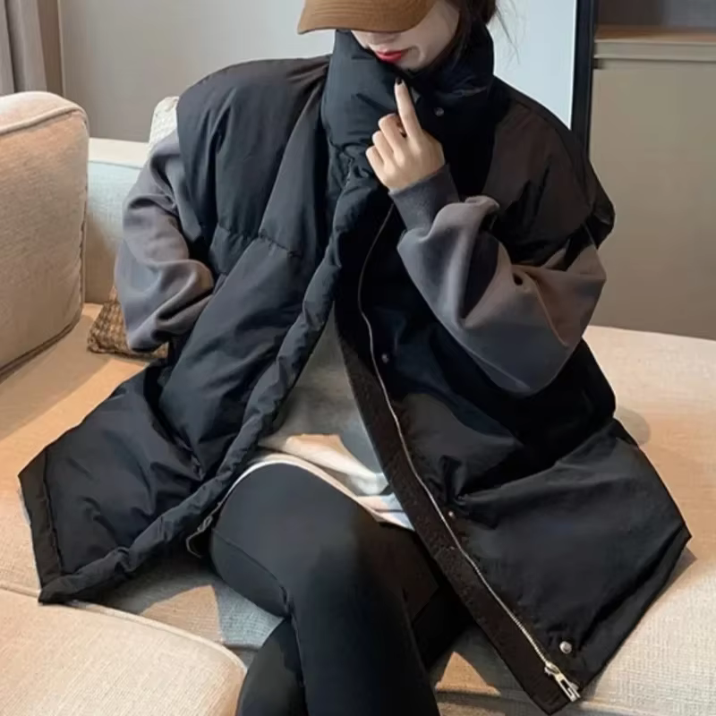 Couleur unie fermeture éclair femmes gilets assez chaud froid Demi-saison dame rembourré coton Giletes vêtements d'hiver élégant travail décontracté