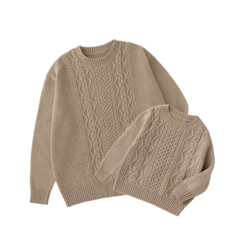Pull d'hiver en tricot à manches longues pour parents et enfants