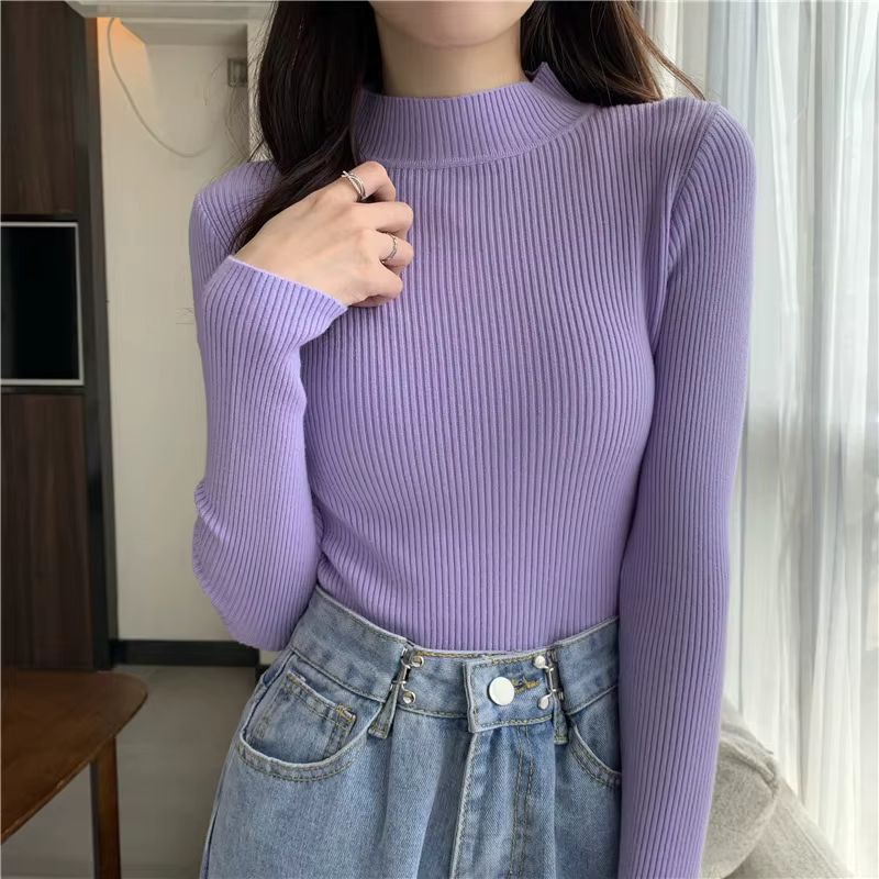 Pull basique en maille côtelée pour femme zjaiss 2026