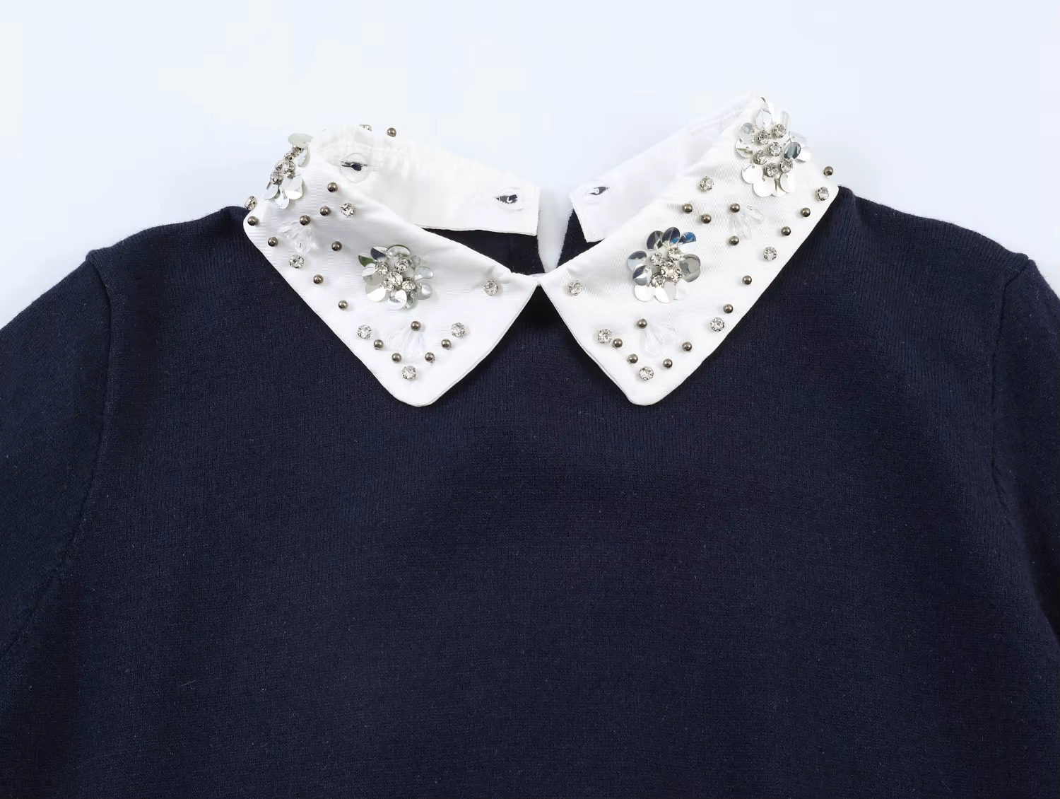 Pull en tricot à col français à manches courtes pour femme