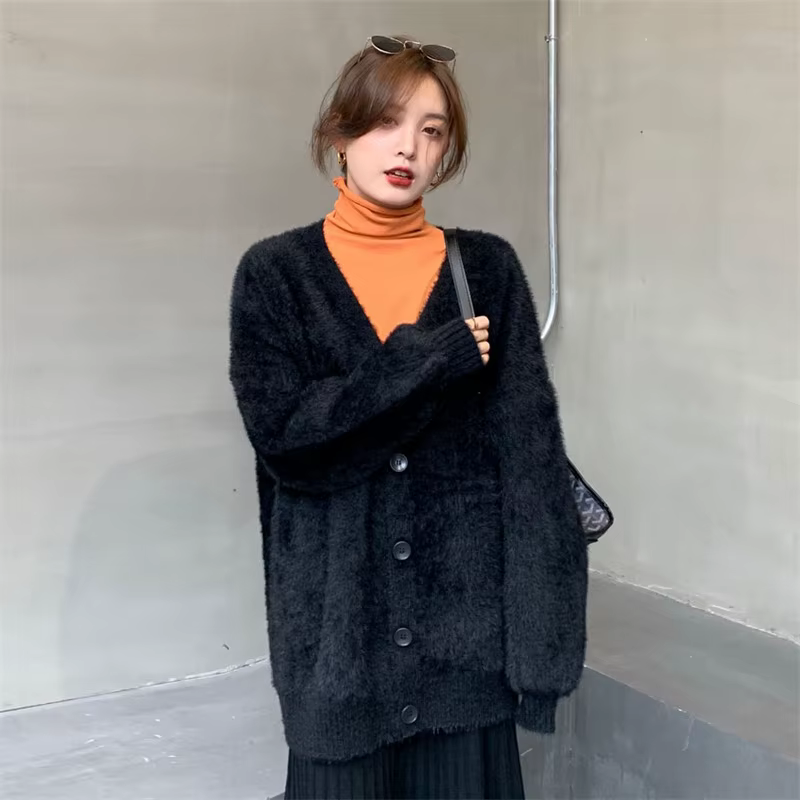 Pull en vison de Style paresseux japonais pour femme