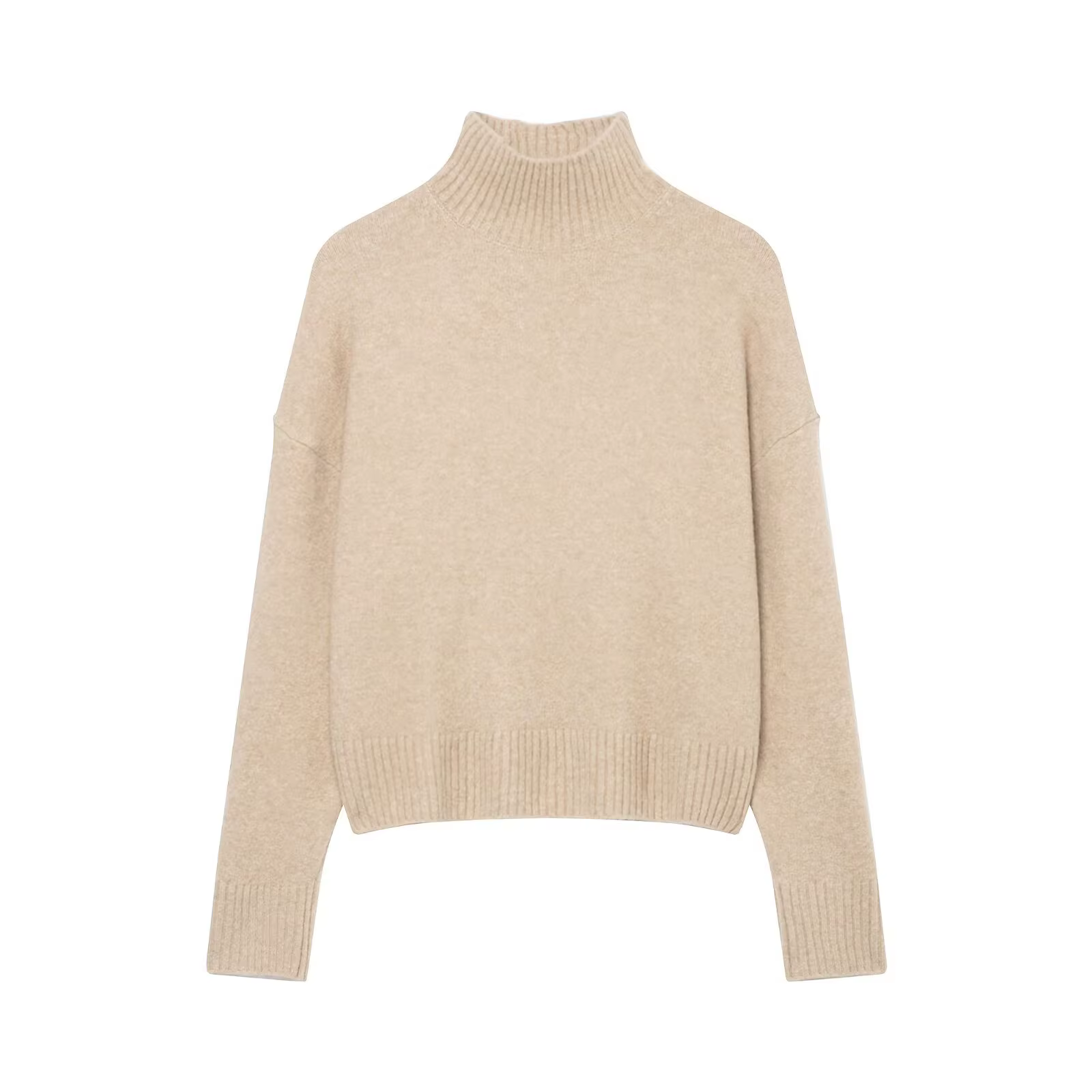 HH femmes hiver nouvelle mode polyvalent doux col montant pull femme haute rue décontracté à manches longues 3 couleurs
