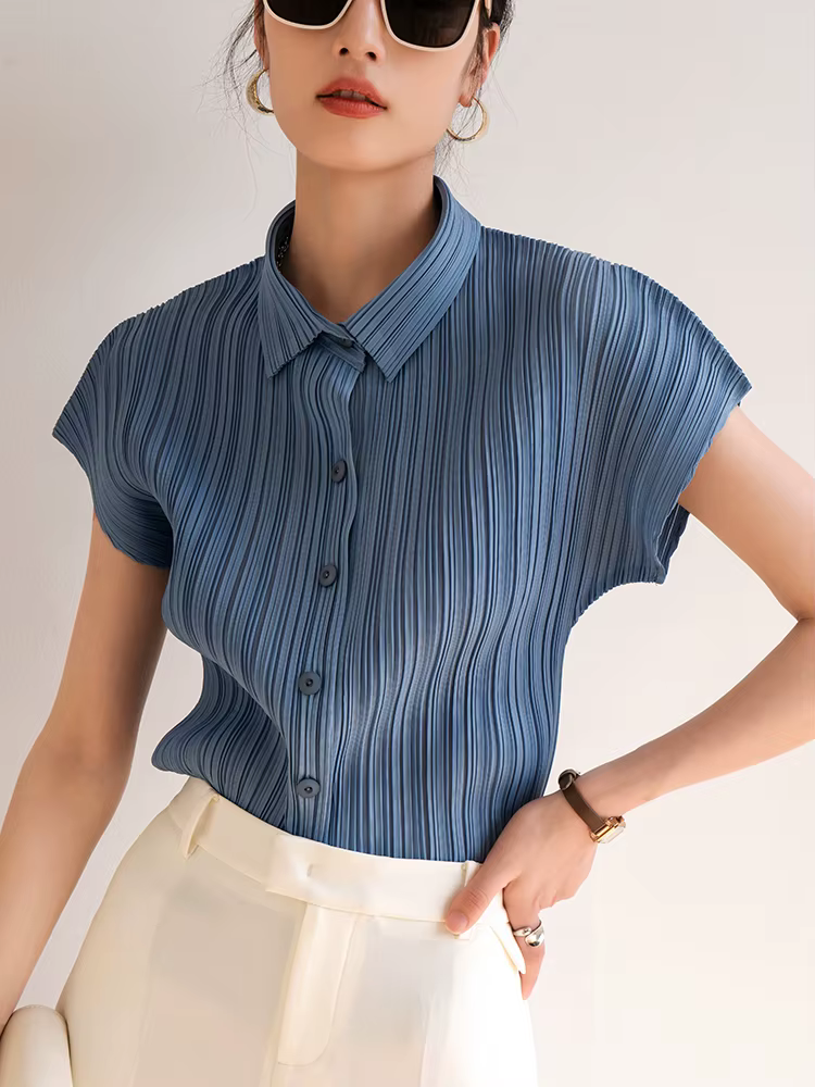 Miyake – Cardigan plissé à simple boutonnage