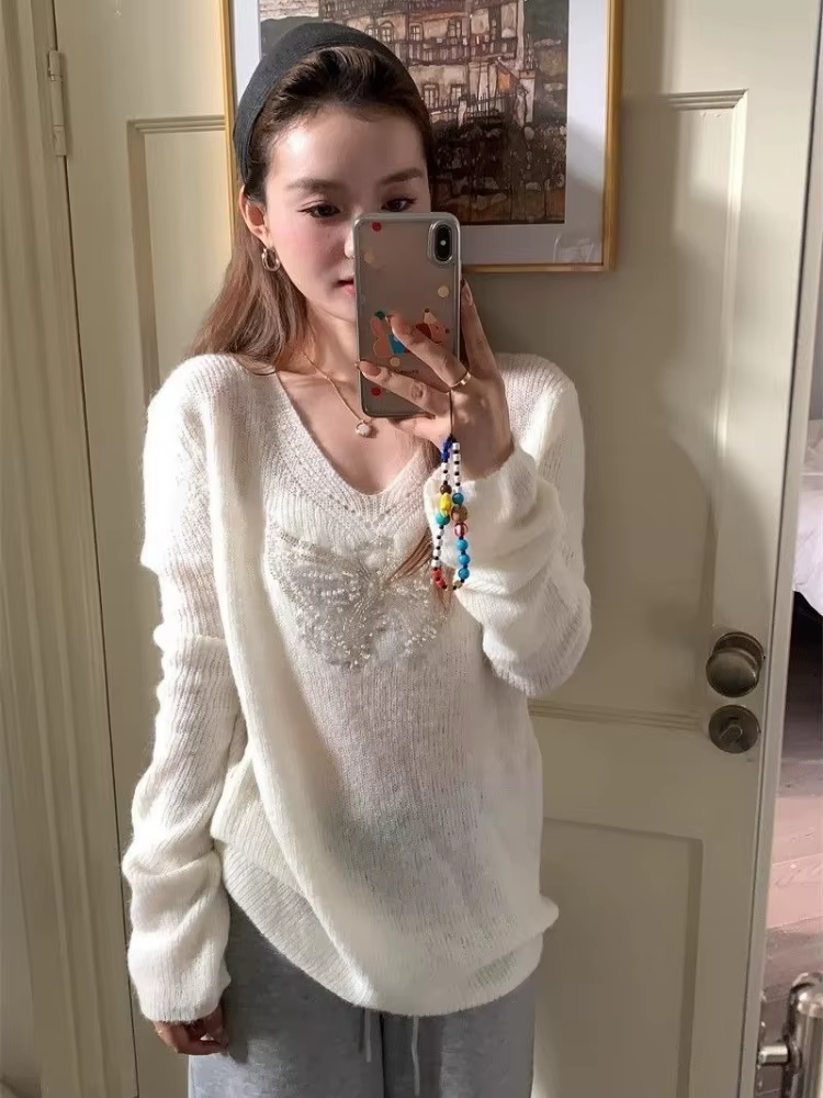 Pull pour femmes col en v évider Pull Femme mode décontracté coréen Sueter Mjuer tricoté Y2k pulls