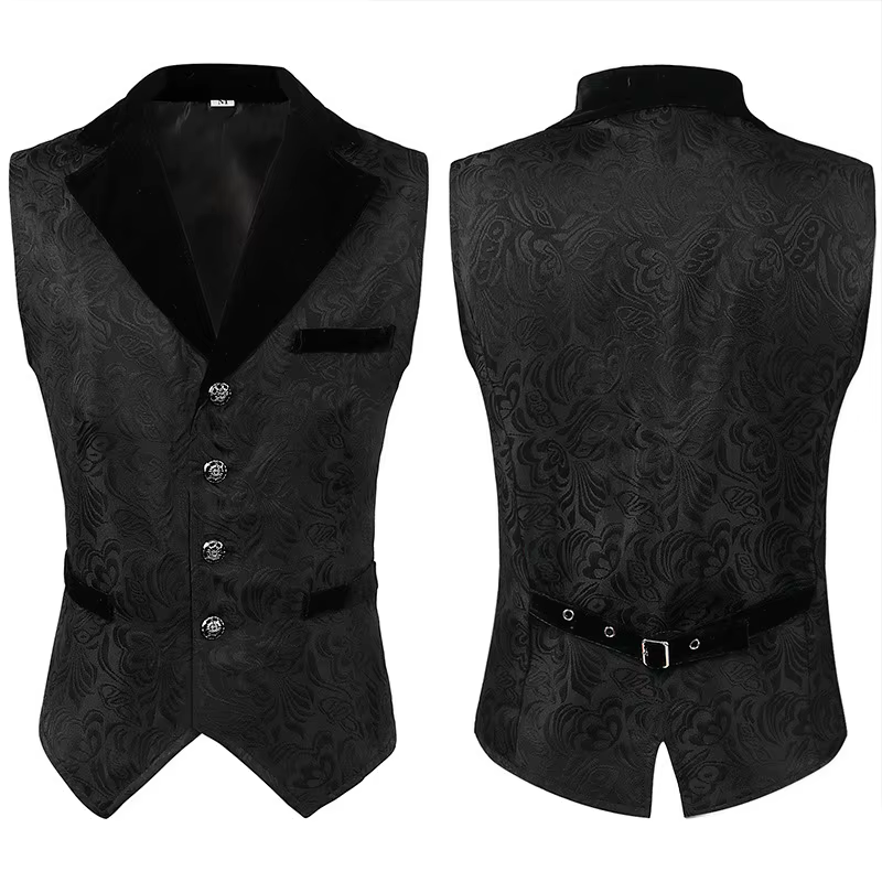 Gilets pour hommes style médiéval, costume vintage, gilet sans manches, costume de scène vintage européen, costume d'Halloween, ensemble veste gothique