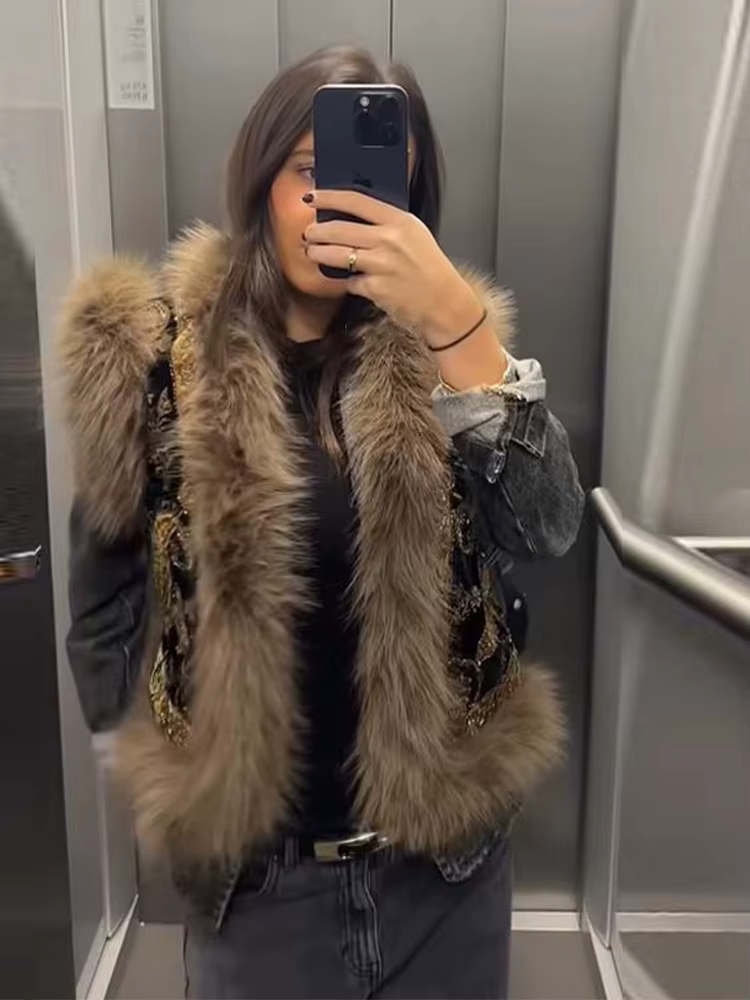 Veste à capuche à paillettes brillantes pour femmes
