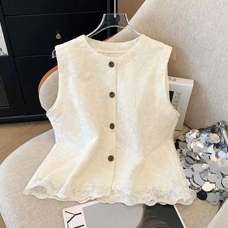 Veste gilet féminine printemps été décontractée col en V polyester boutonnage simple pour femmes occassions printanières et estivales