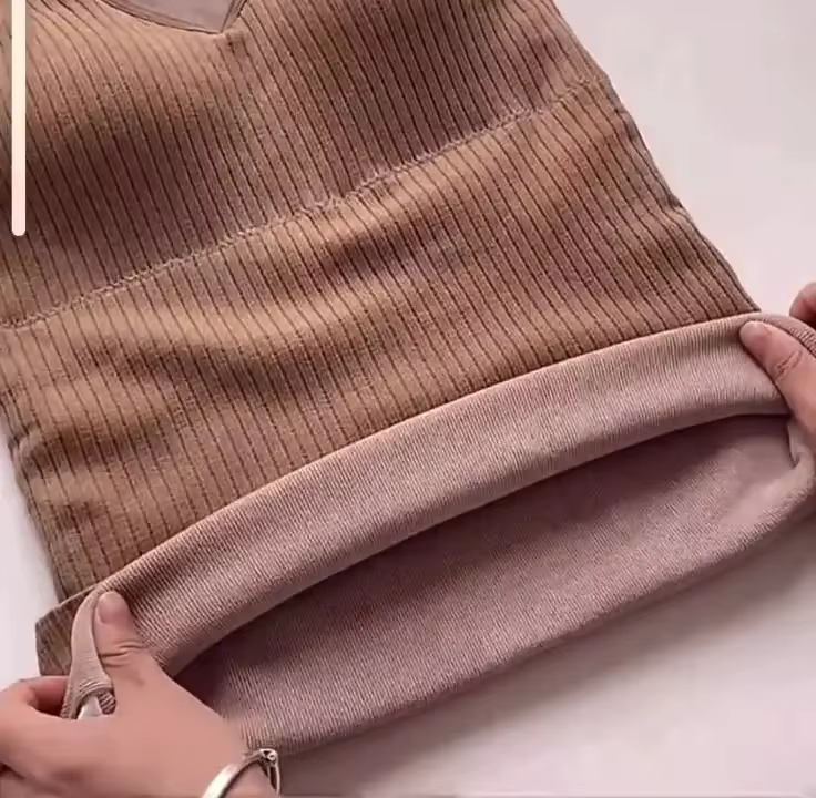 Gilet thermique en peluche d'hiver pour femmes, sous-vêtements thermiques à col en v, gilet chaud en velours sans couture, nouveau haut chaud en cachemire pour femmes