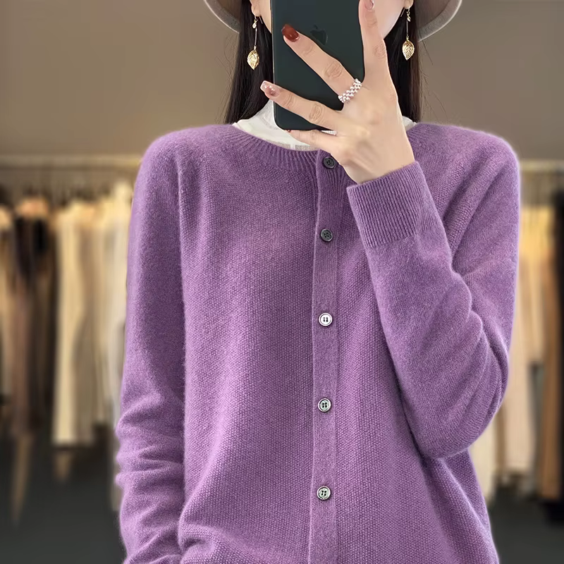Cardigan en laine pure 100% pour femme