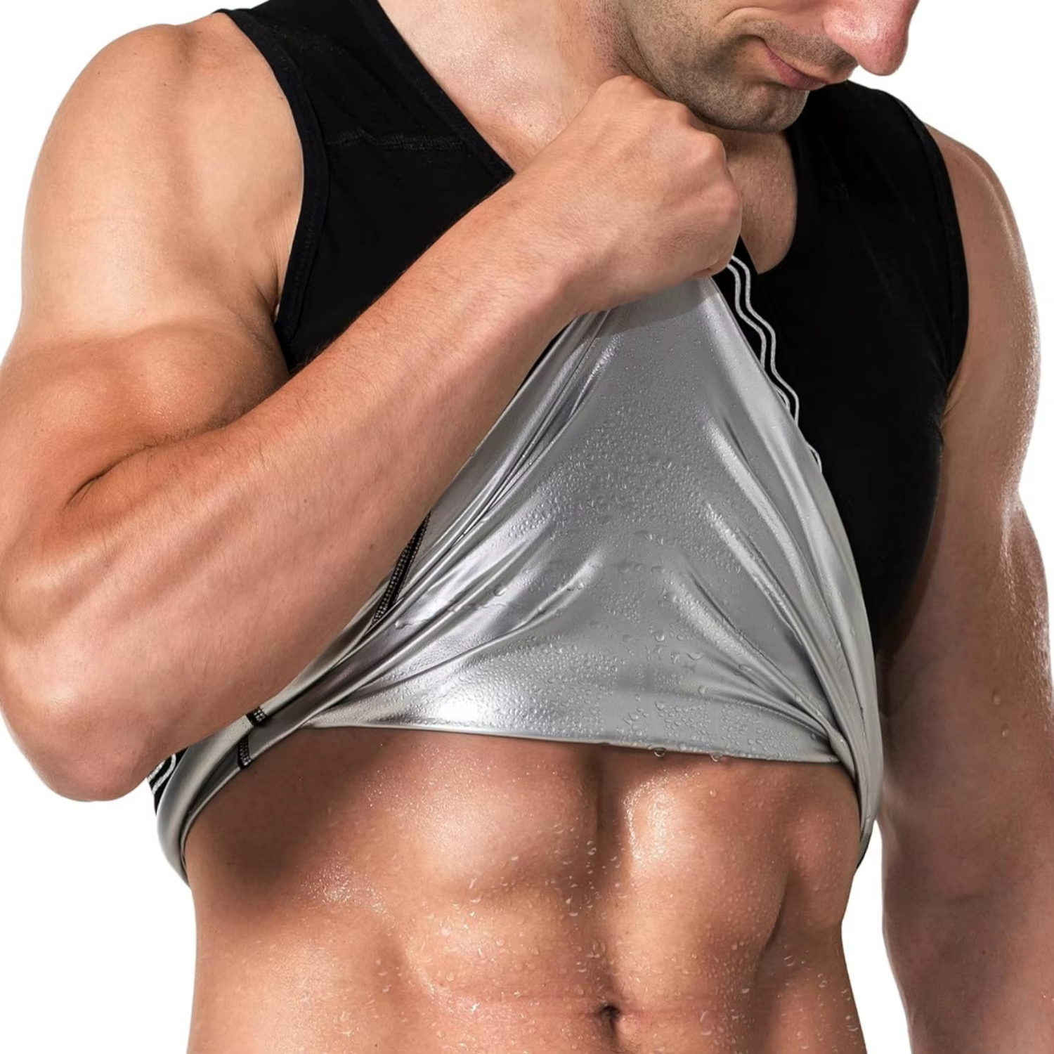 Chemise de sauna pour hommes, corps de sauna à manches courtes, gilet de sauna pour hommes, débardeur d'exercice de gymnastique