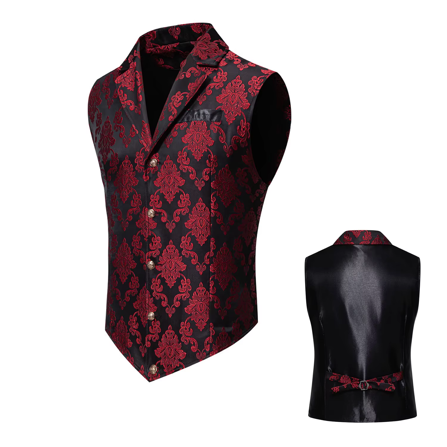 Gilet de costume de mariage de luxe pour hommes, gilet de vacances en jacquard à revers décontracté doré à simple boutonnage, rouge, rose, noir et plus disponible