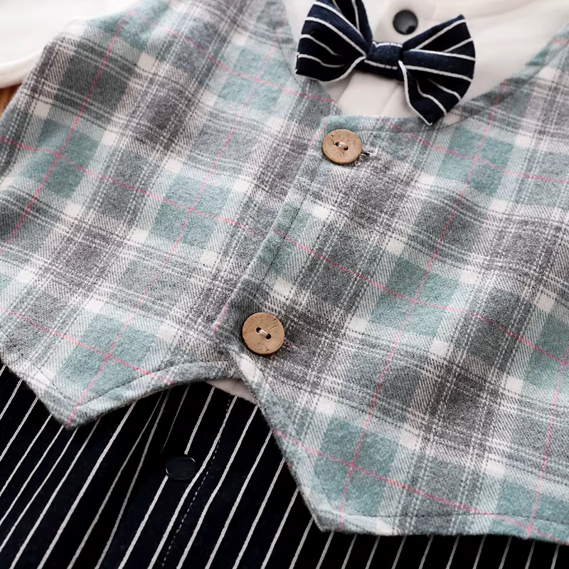 Combinaison gentleman à carreaux pour nouveau-né, vêtements confortables et doux, glaçure à carreaux, manches longues, combinaison bébé, printemps et automne, 0-18
