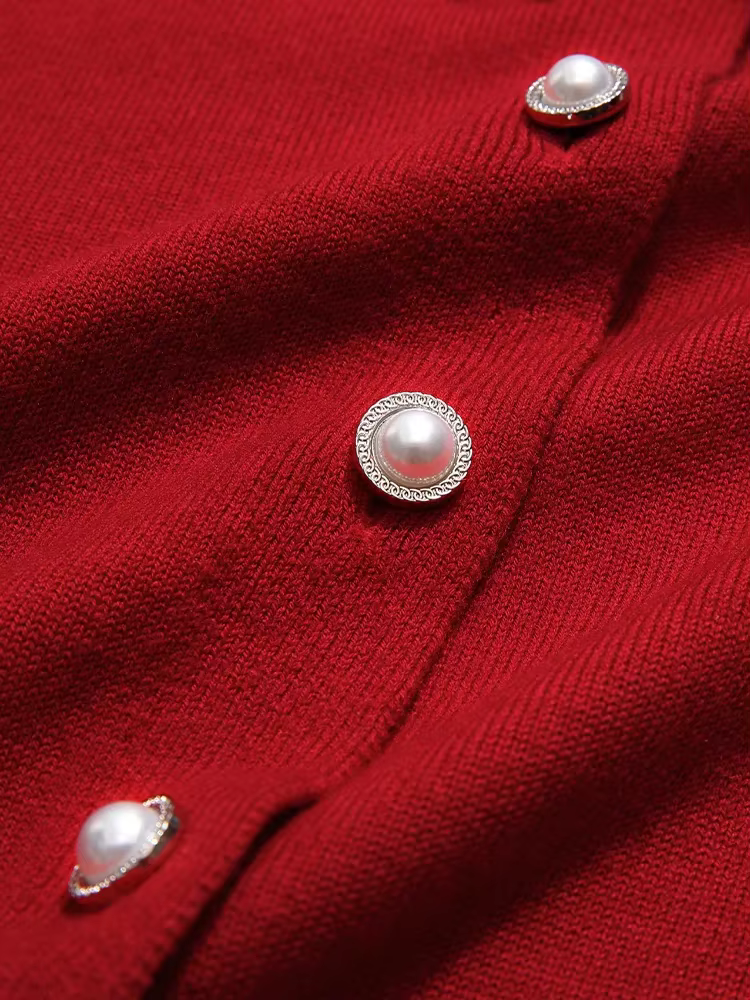 Je vous crois rouge tricoté Cardigan femmes taille pull automne vêtements 2024