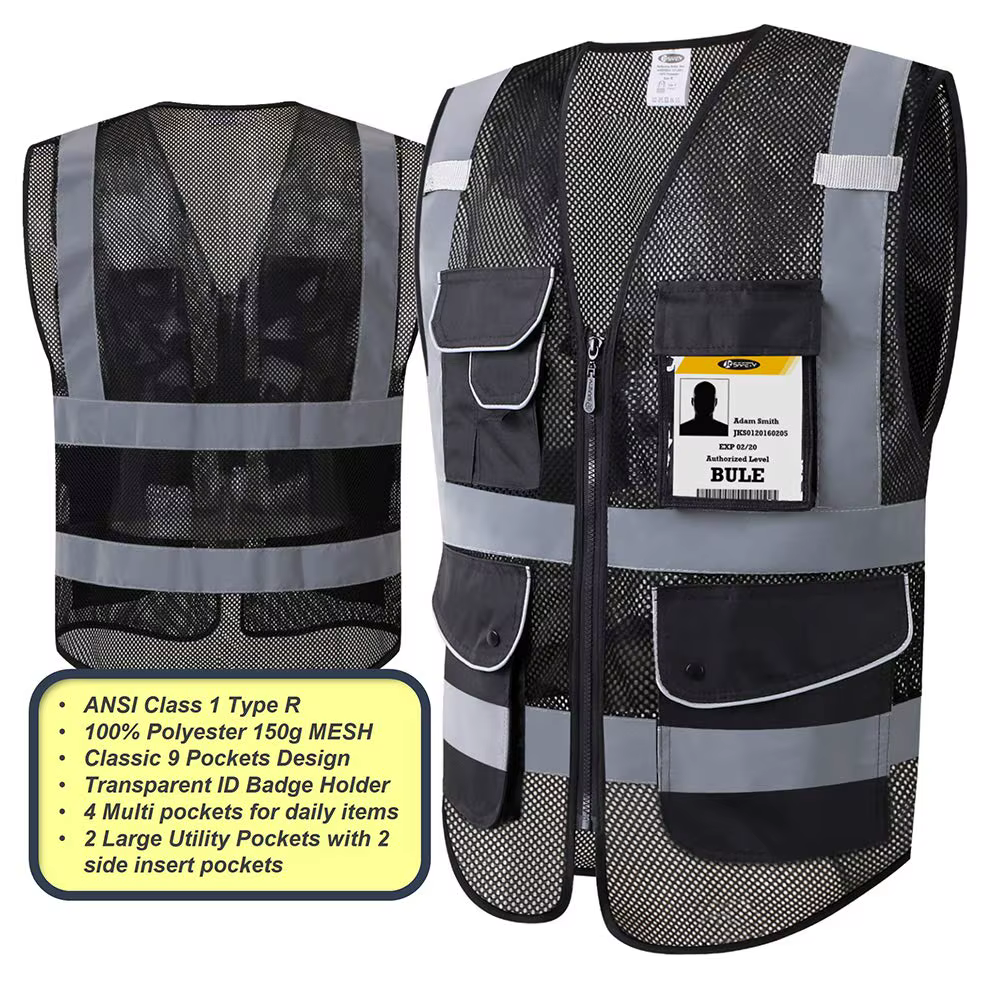 Gilets de sécurité de police à haute visibilité, veste de cavalier, maille respirante, tissu pour les zones chaudes du désert