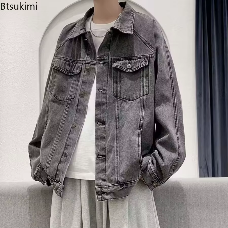 Blousons en jean 2026 pour hommes – Nouvelle collection décontractée multi-poches, style cargo, manteaux en jean pour motards, vêtements masculins tendance, grandes tailles jusqu'au 5XL