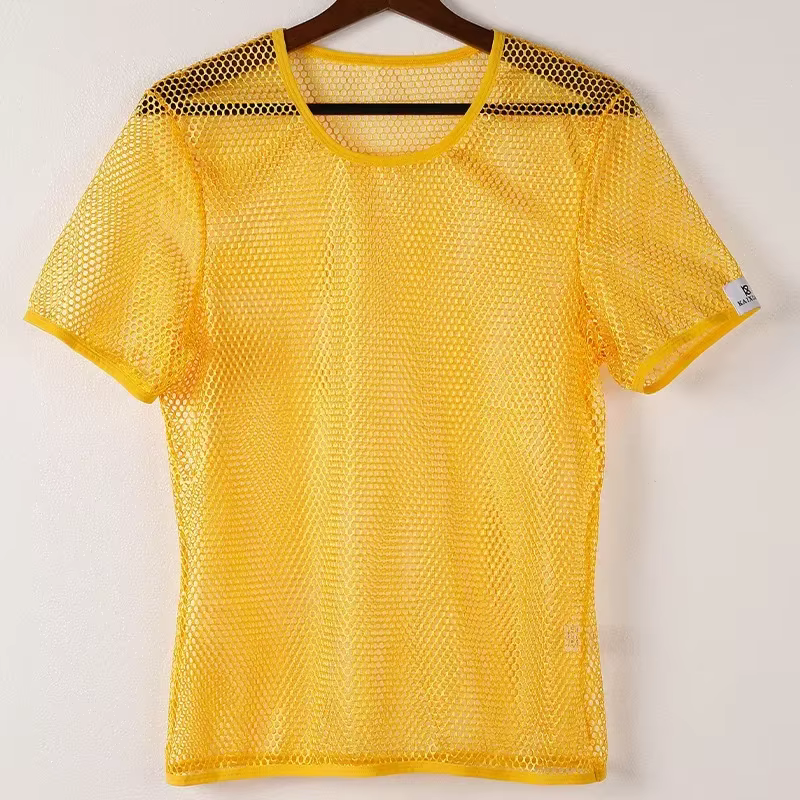 T-Shirt en maille ajourée pour hommes, respirant, Sport, transparent, Streetwear, léger, débardeur décontracté, été, nouveautés