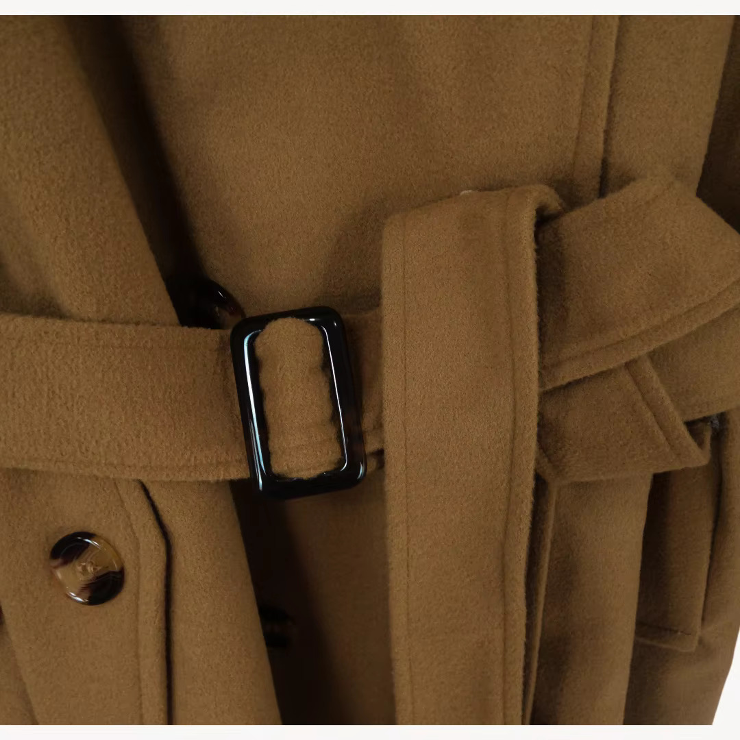 Vestes à capuche mi-longues pour femmes, pardessus croisés pour dames, col coloré à revers en laine, haut d'hiver, streetwear féminin