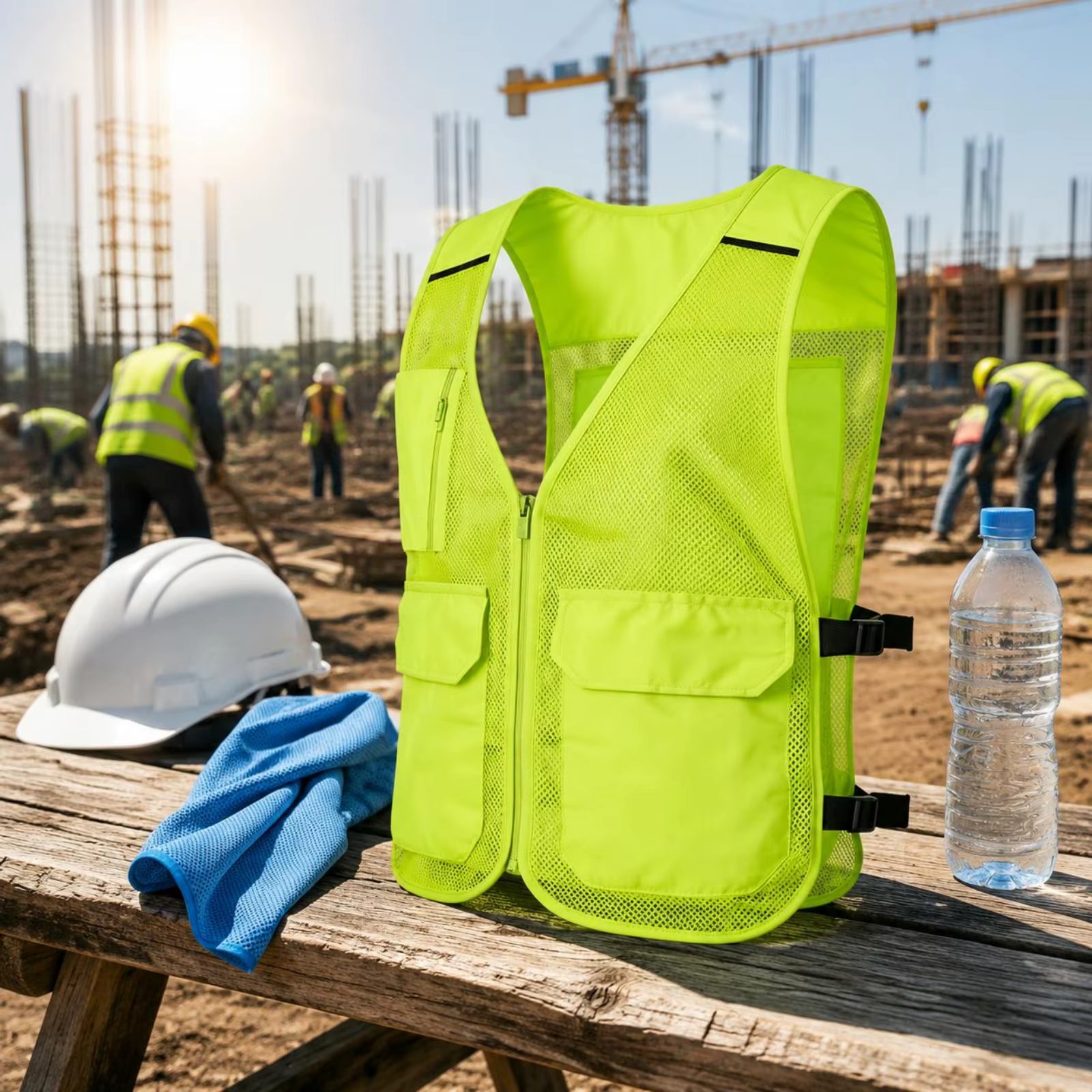 Gilet rafraîchissant d'été respirant, vêtement de sécurité anti-chaleur haute visibilité pour les travailleurs, les chantiers de construction et les activités de plein air