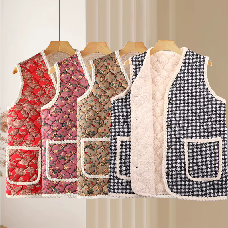 Gilet court doublé en polaire pour femme