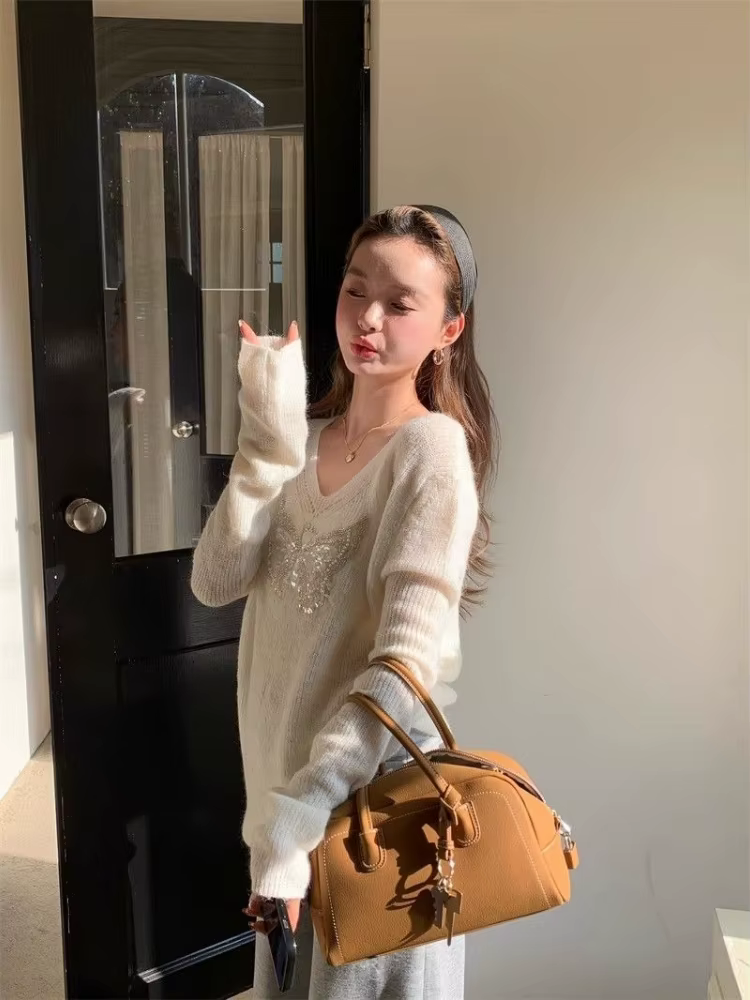 Pull pour femmes col en v évider Pull Femme mode décontracté coréen Sueter Mjuer tricoté Y2k pulls
