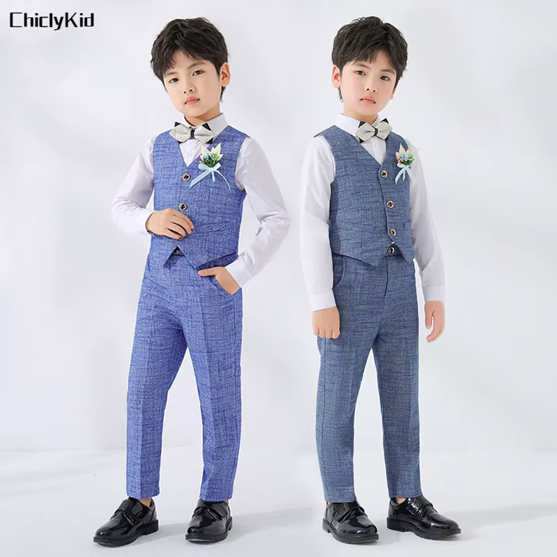 GlaPants-Ensembles de vêtements de mariage formels pour enfants, gilet pour enfants, olympiques de haute qualité pour bébés et tout-petits, tenues de fête à la mode pour garçons