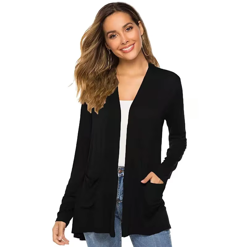 Cardigan tricoté à manches longues pour femmes