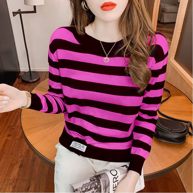 Pull à manches longues et col rond pour femme