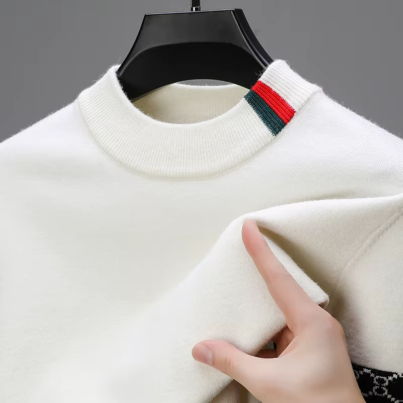 Fashion personnalité jacquard tricot pull luxe marque designer nouveau décontracté doux léger confort hommes col rond Hauts