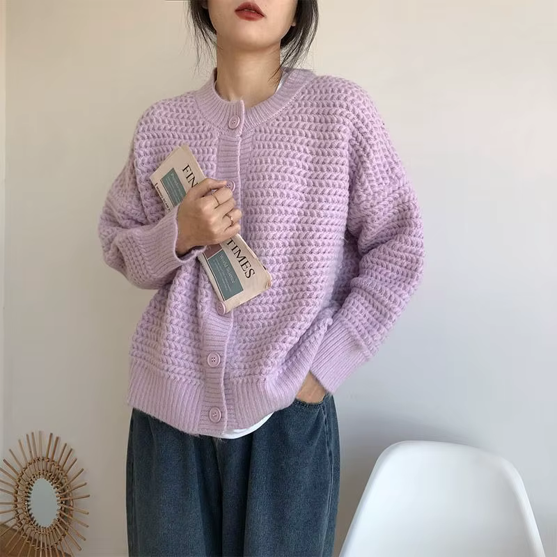 Cardigan en tricot rouge pour femme