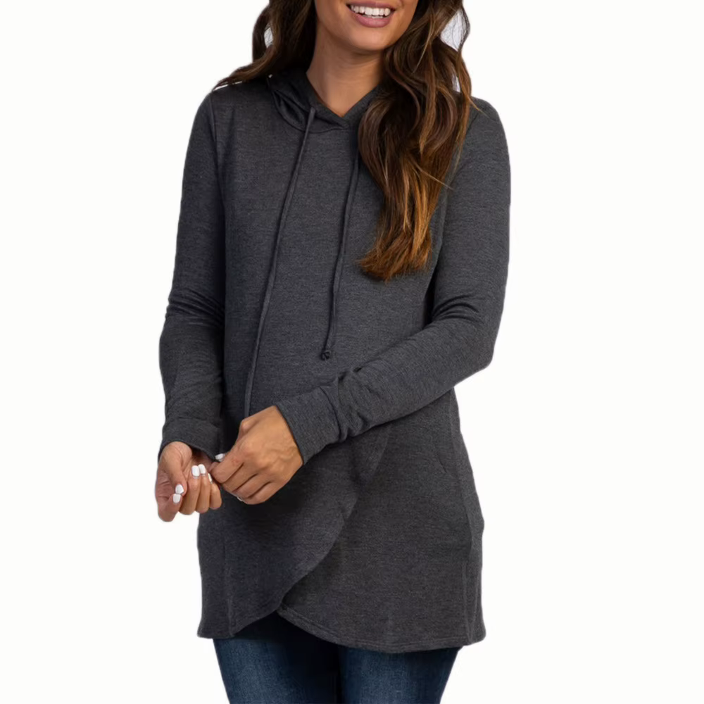 Pull à capuche à manches longues pour femme enceinte