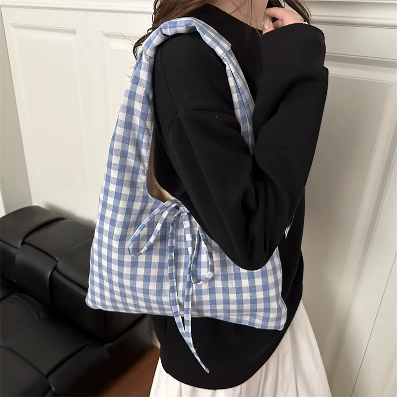 Sacs à bandoulière Vintage à carreaux pour femmes, grande capacité, polyvalent, gilet pour dames, léger, Portable, fourre-tout de Shopping