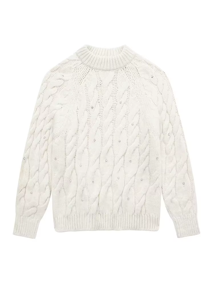 HH automne femme brillant huit brins tresse porter pull