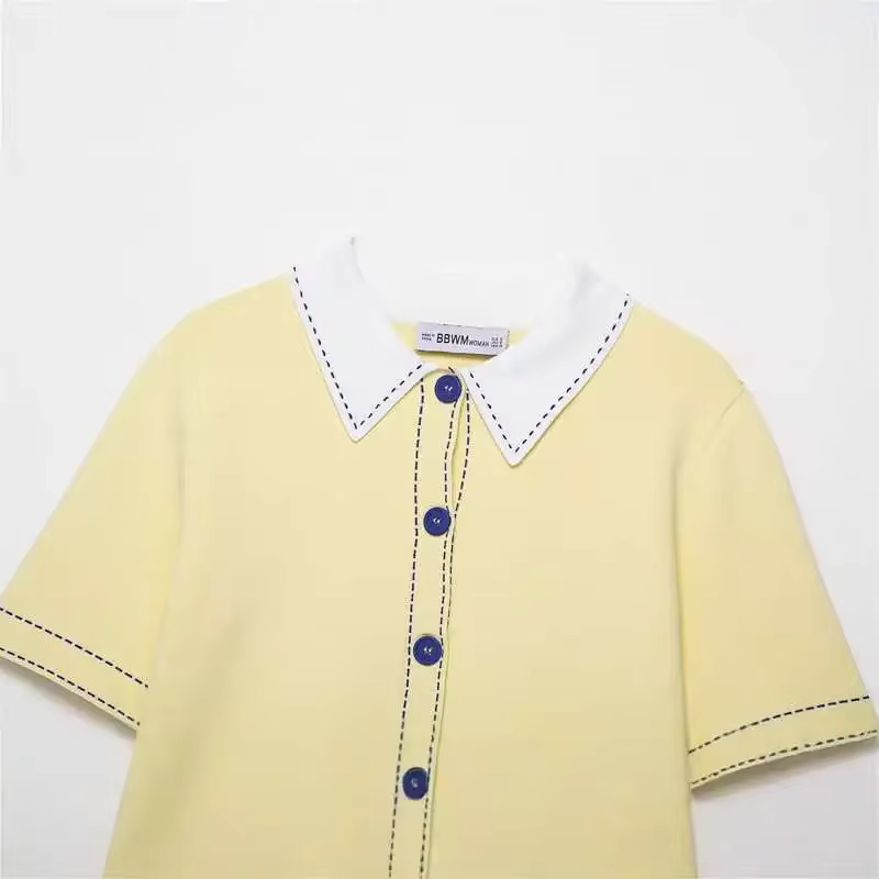 Automne tricoté décontracté col Polo pull femmes mode vêtements d'extérieur fibre de Polyester coupe-vent Style nouveauté