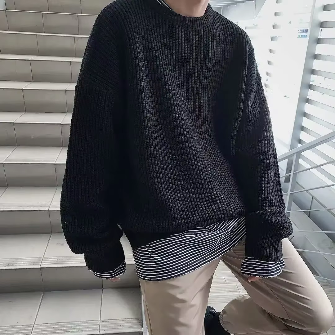 Pull tricoté à col rond pour hommes, pull coréen épais, vêtements d'automne et d'hiver, nouveau, 2025