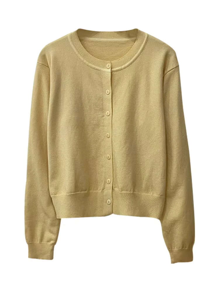 Cardigan en coton polyester pour femme, taille unique, bleu ciel, jaune, rouge, vert, ajustement parfait, confortable et élégant pour le bureau et les événements sociaux