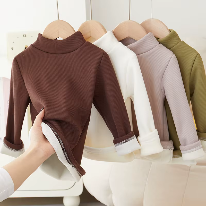 Pull Épais Rembourré pour Enfant Fille et Garçon, Chemise à Fond Solide et Chaud, Mode Décontractée, Automne-Hiver, Y-2-12 Ans