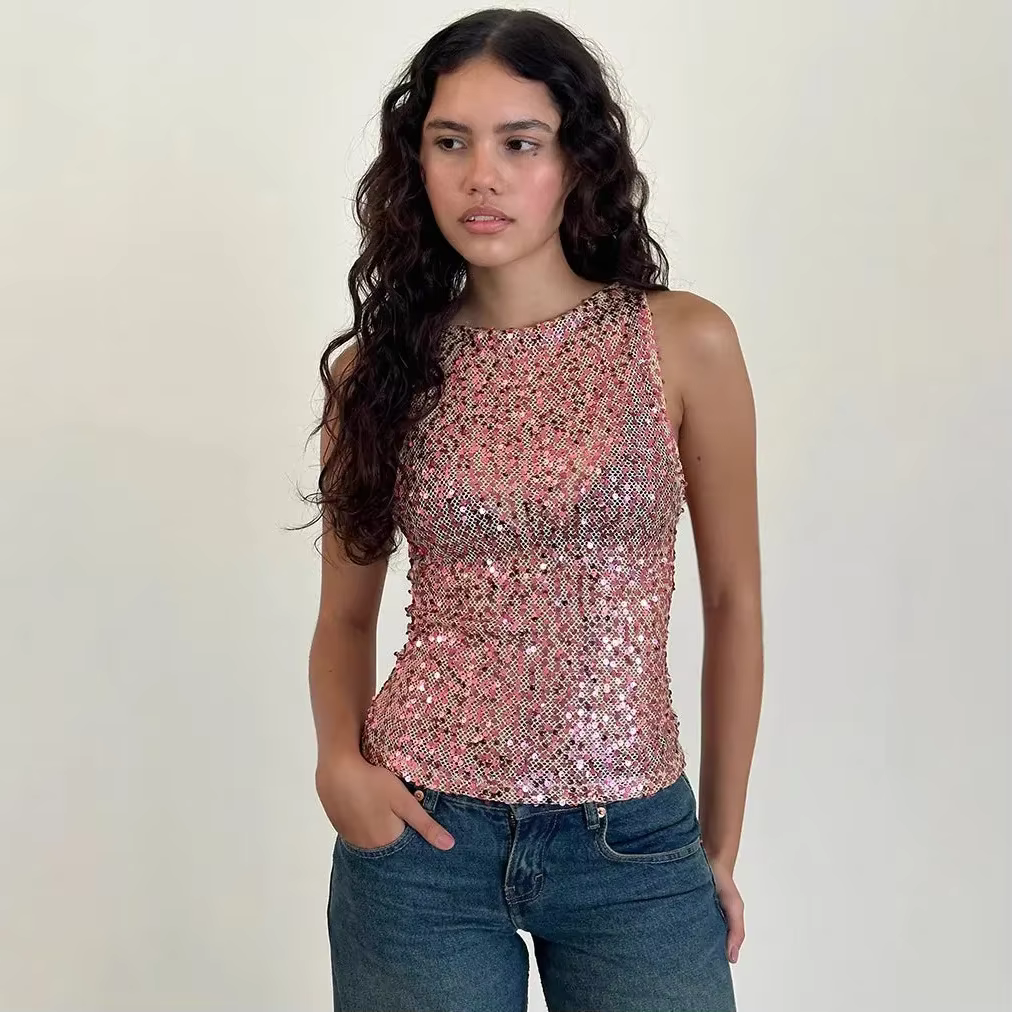 Gilet Sexy scintillant et ajusté pour femmes