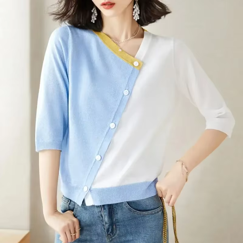 Cardigans pour femmes col en V mince été Style coréen Streetwear mode dames tricot chandails porter pour travailler Chic nouveau en tricots 2025