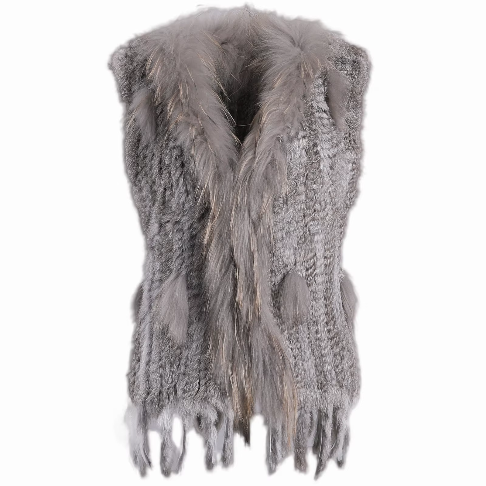 BOONJOVIA femmes 100% réel fourrure de lapin tricoté Gilet