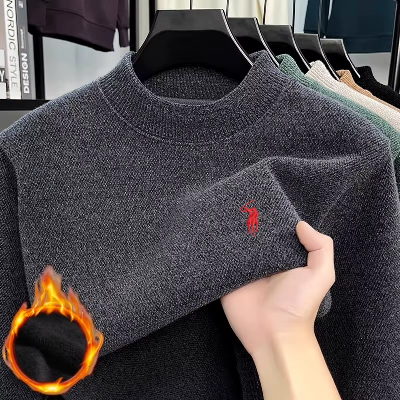 Pull-over en tricot à col rond pour homme, nouvelle collection haut de gamme, marque de mode classique, broderie Paul, chaud et épais, en peluche, pour l'hiver