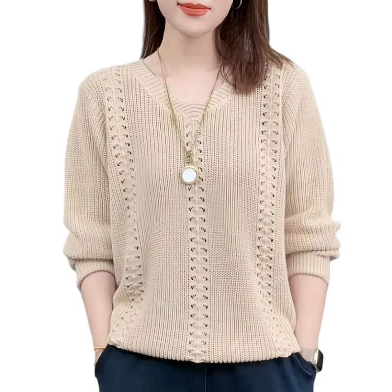 Pull tricoté à col en v pour Femme