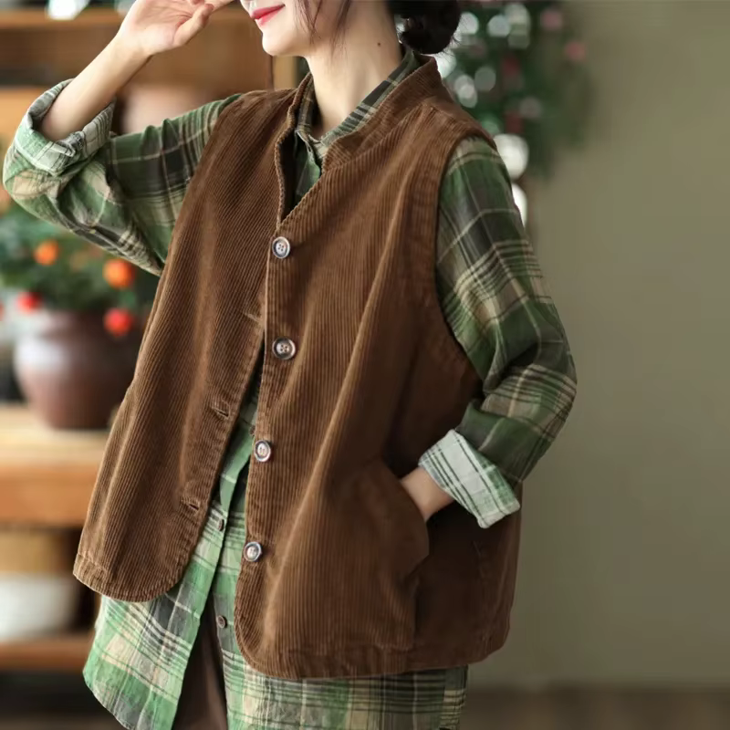 Gilet en velours côtelé pour femme