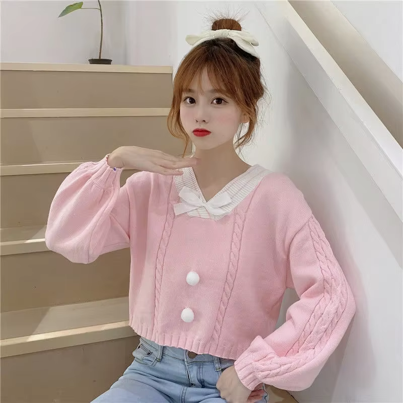 Lucyever-Pulls en tricot à nœud papillon doux pour femmes