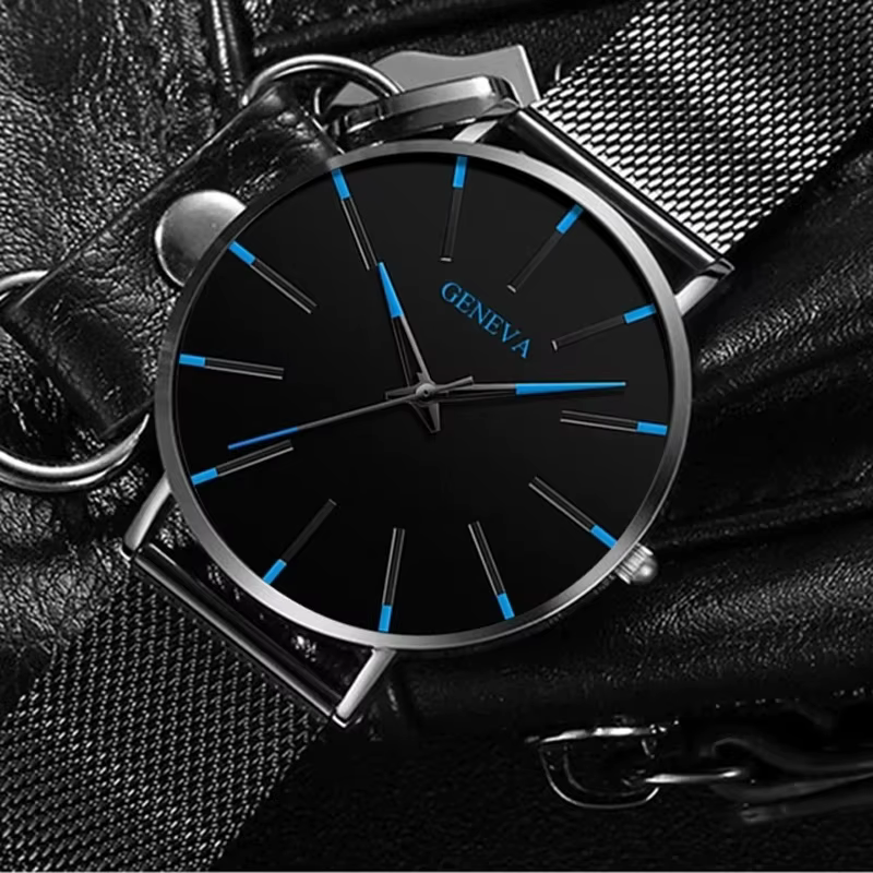 Montre minimaliste pour hommes, Ultra fine, Simple, Business, ceinture en maille, Quartz, montre-bracelet Relogio Masculino
